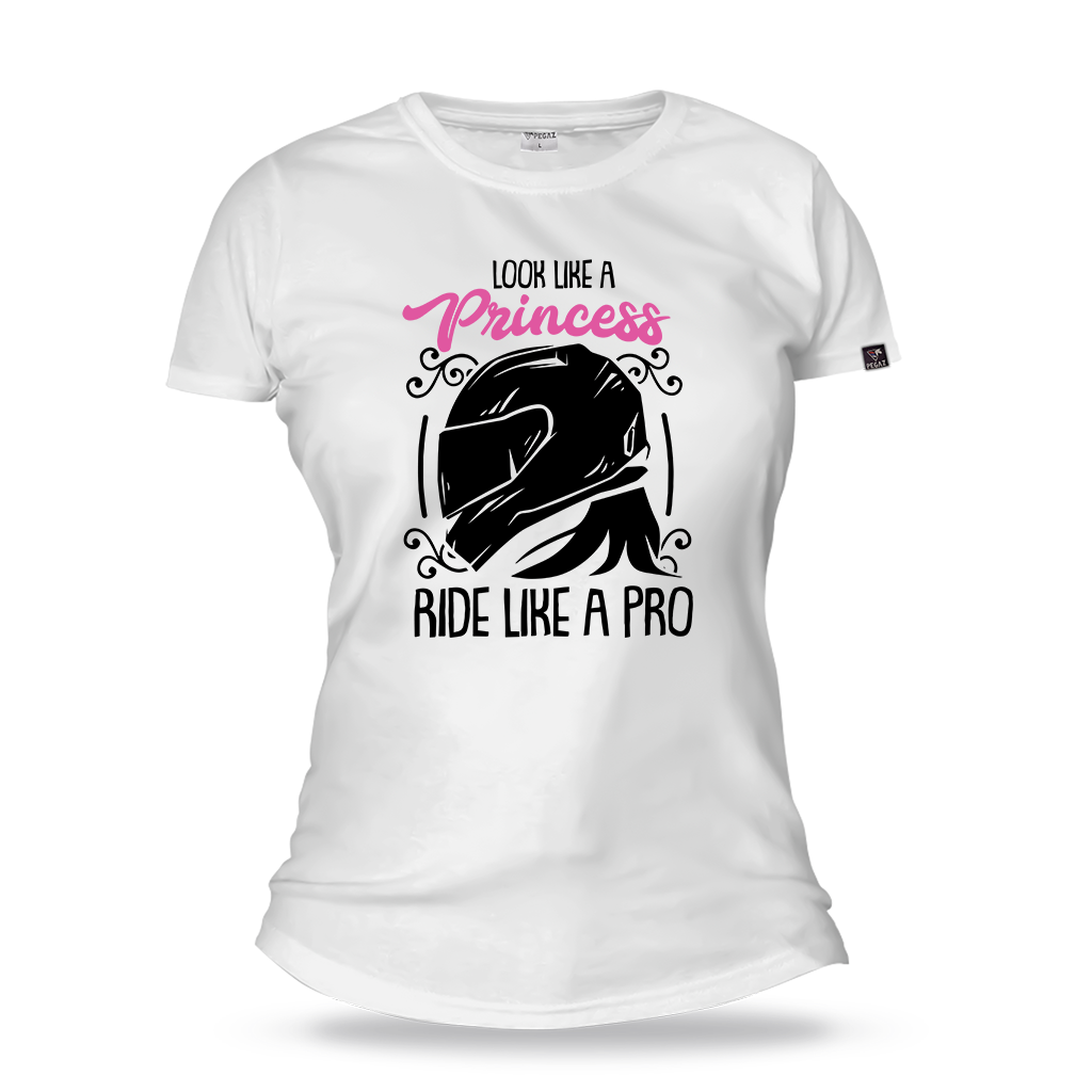 Zenska moto majica look like a princess ride like a pro pegaz shop