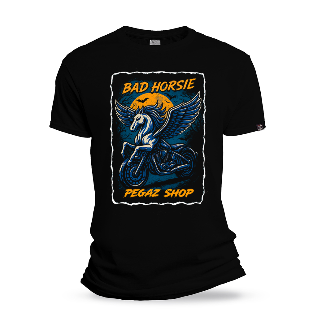 Muska moto majica Bad horsie pegaz shop