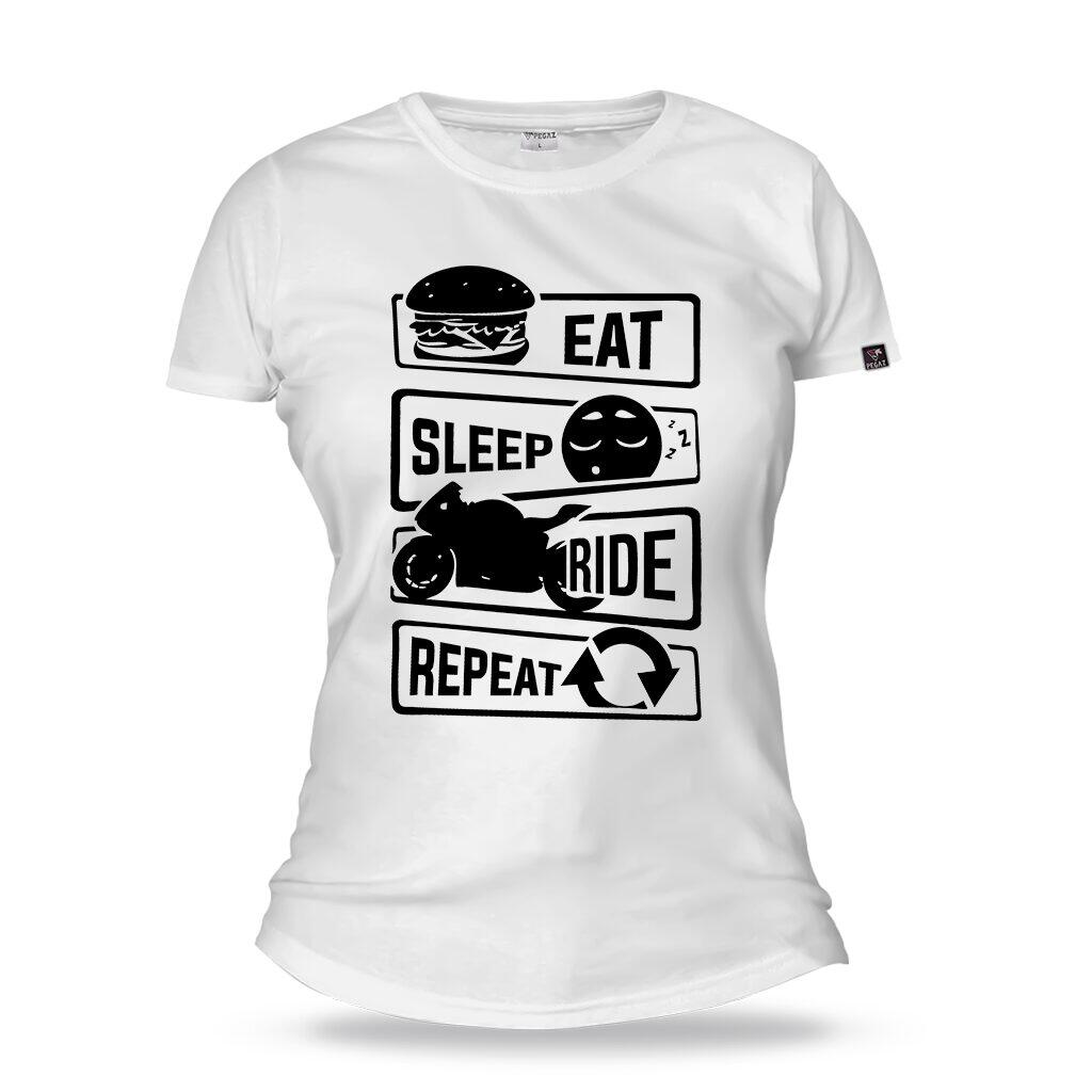 Zenska moto majica eat sleep repeat pegaz shop