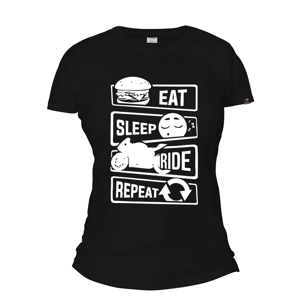 Zenska moto majica eat sleep repeat pegaz shop