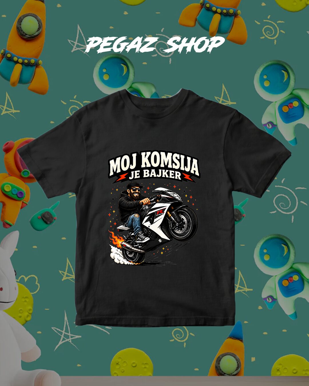 Dečija moto majica Moj Komšija Je Bajker - Слика 2