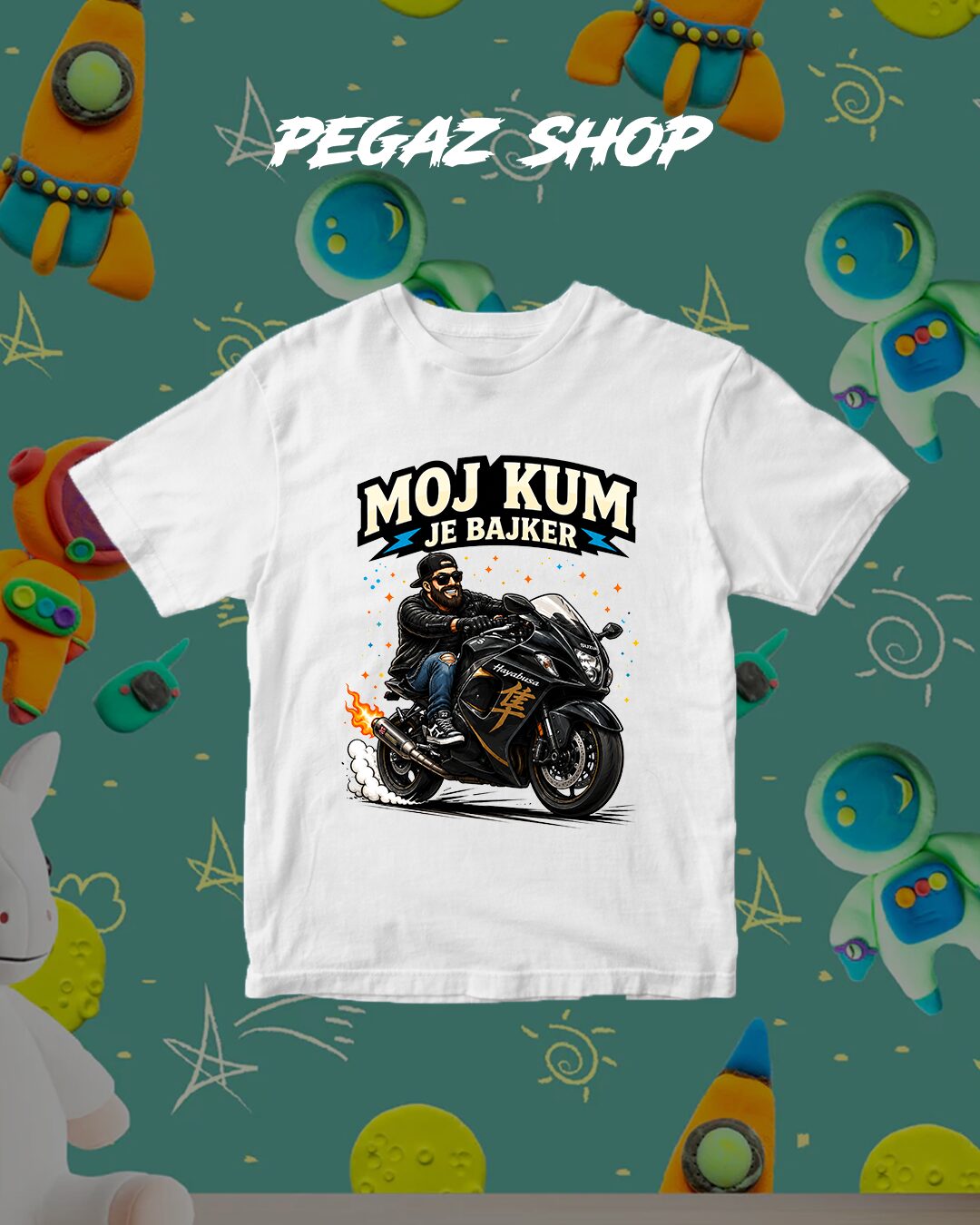 Dečija moto majica Moj Kum Je Bajker