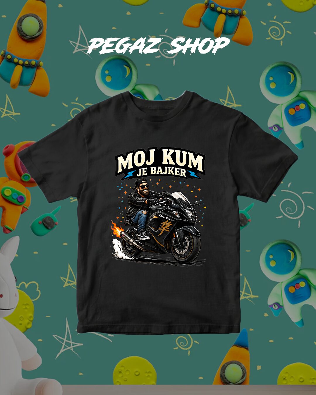 Dečija moto majica Moj Kum Je Bajker - Слика 2
