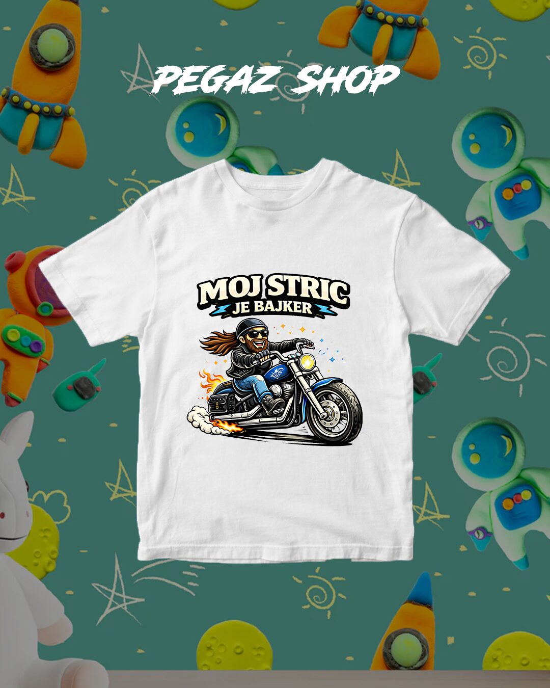 Dečija moto majica Moj Stric Je Bajker